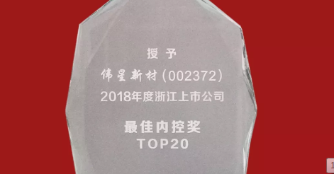 ag尊龙链接新材荣获2018年度浙江上市公司 “最佳内控奖TOP20”